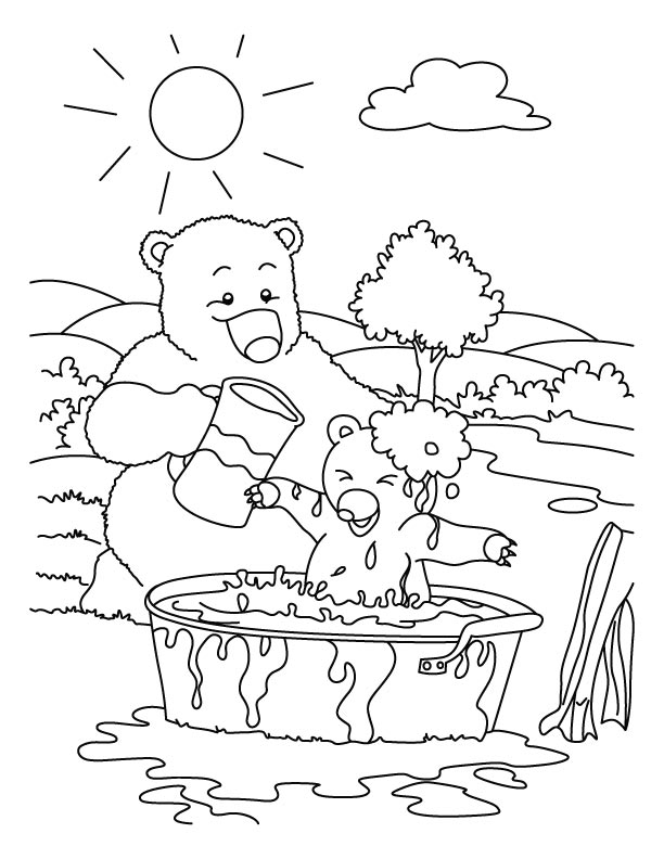 Kolorowanka z Misiami - Zabawa i Przyjaźń nad Wodą kolorowanka do druku